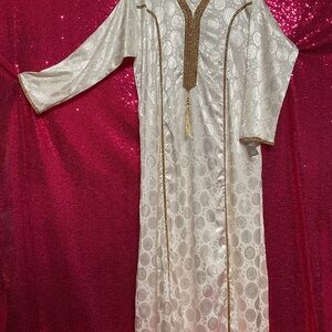 Elegant Cream and Gold Kaftan
